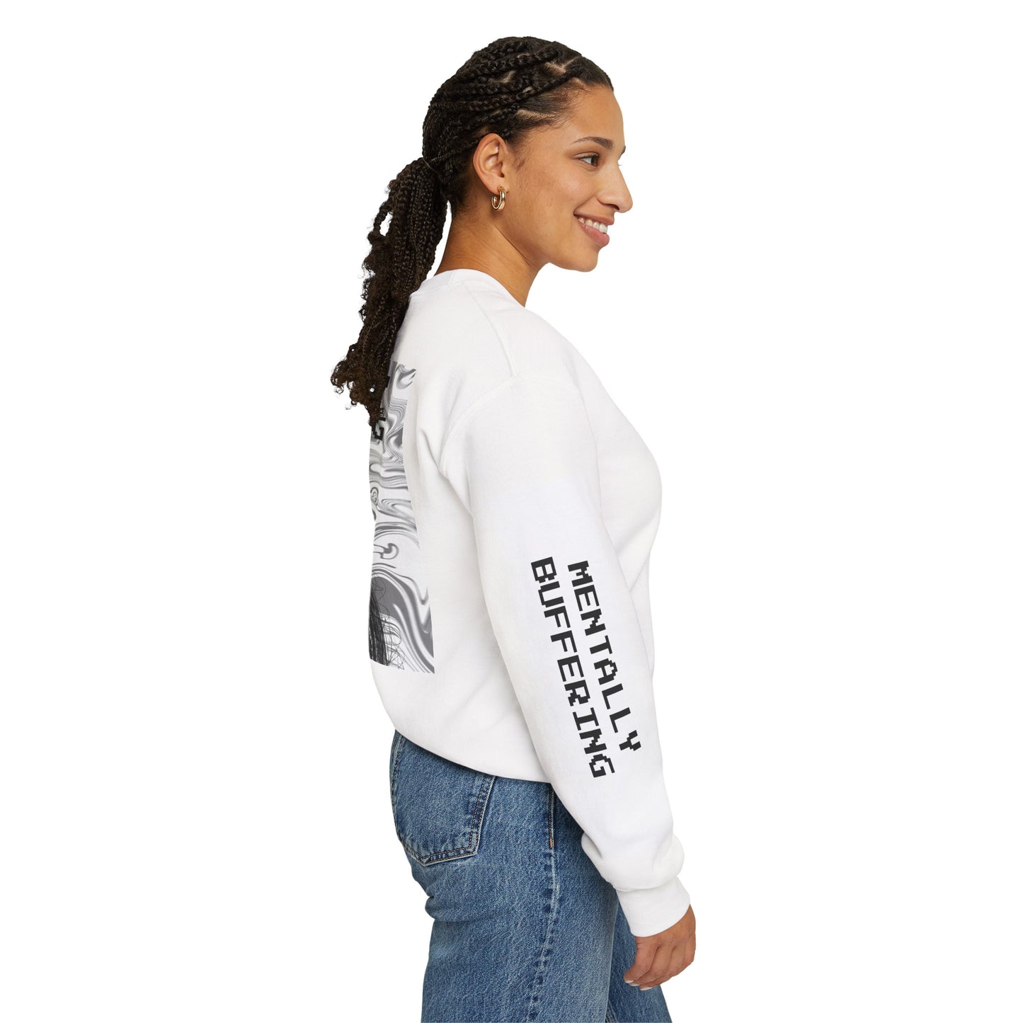 “Mentally Buffering” Oversized Sweatshirt – Edgy Unisex Graphic Streetwear
