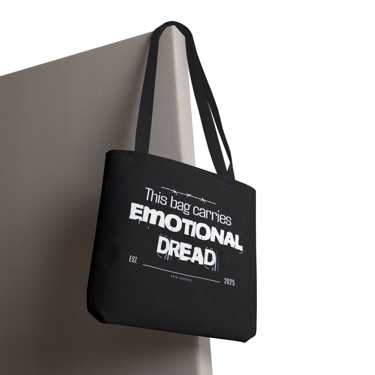“This Bag Carries Emotional Dread” Black Tote Bag | Grunge Aesthetic Tote for Everyday Use