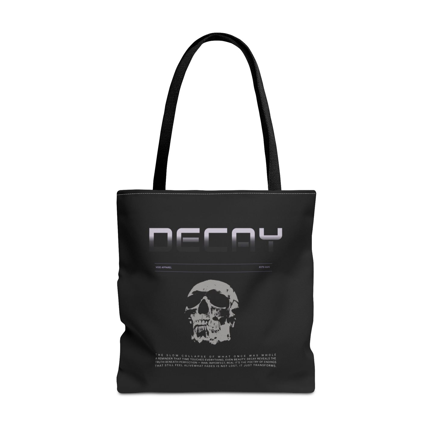 “DECAY” Black Tote Bag | Gothic Grunge Skull Aesthetic Tote by VOID Apparel