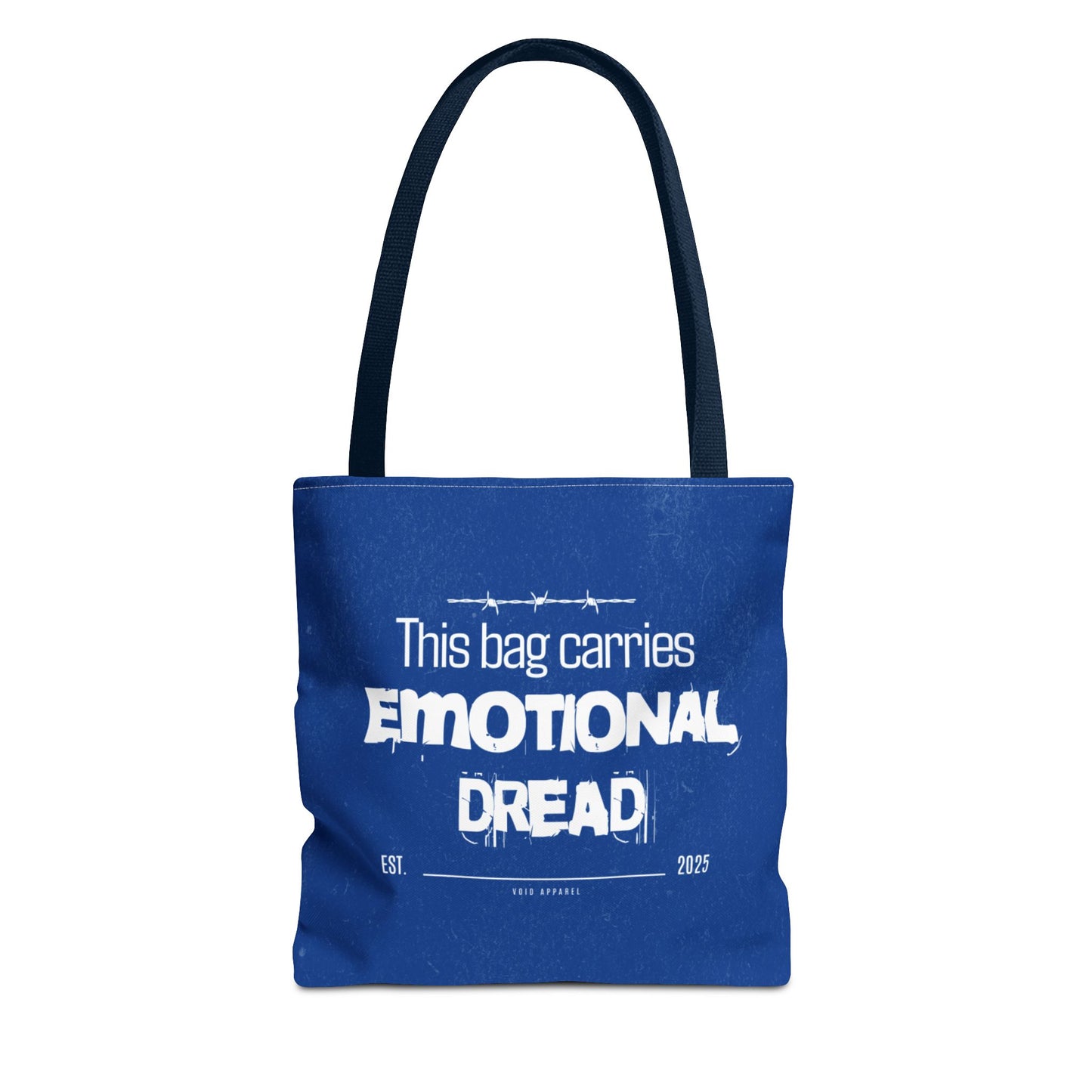 “This Bag Carries Emotional Dread” Blue Tote Bag | Grunge Aesthetic Tote for Everyday Use