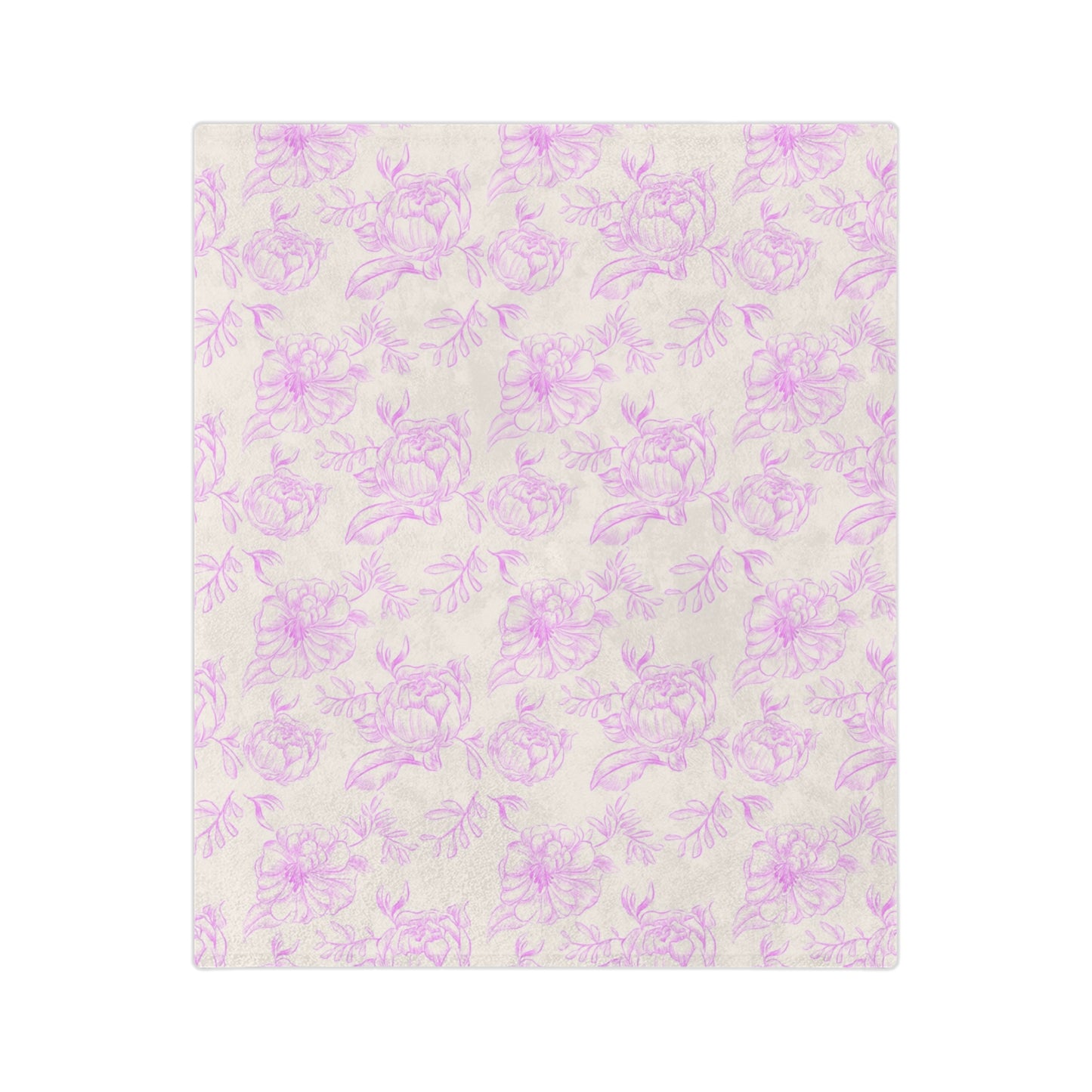 Velveteen Microfiber Blanket - Pink and White Handmade Pattern, Cozy Gift