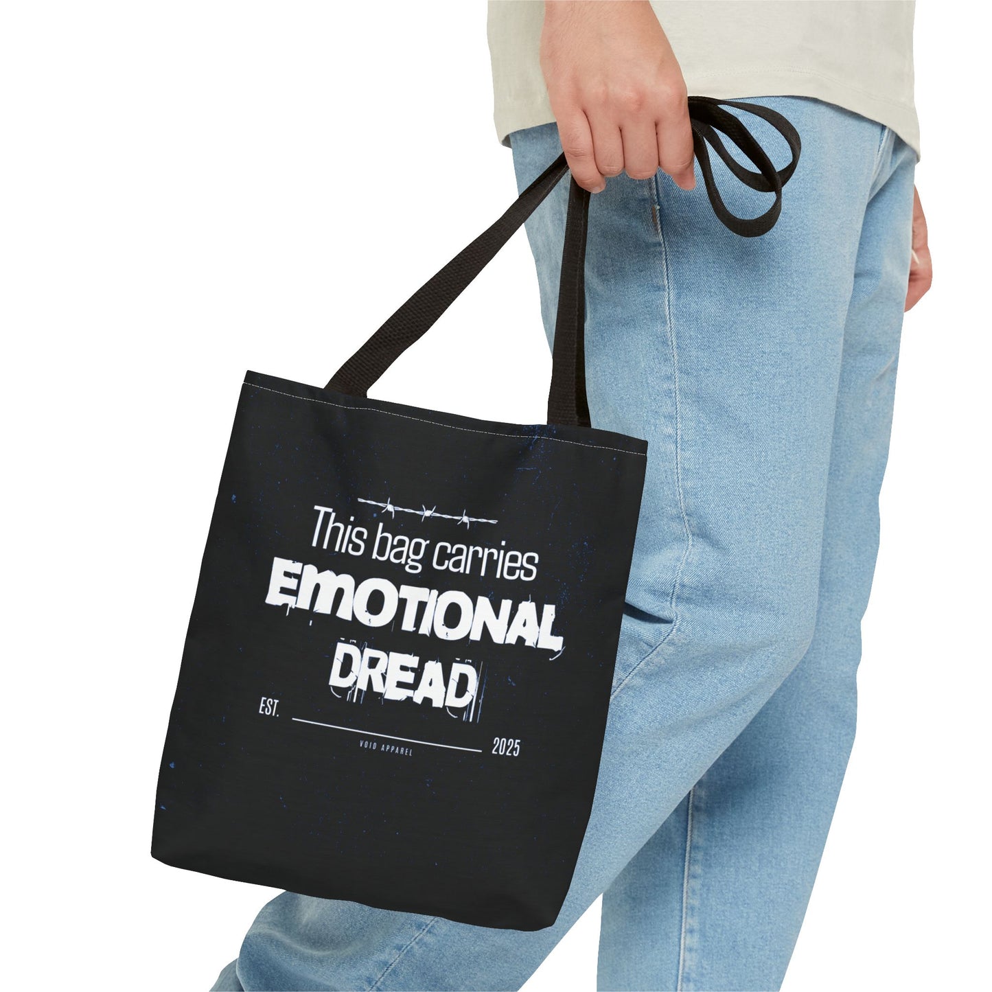 “This Bag Carries Emotional Dread” Black Tote Bag | Grunge Aesthetic Tote for Everyday Use