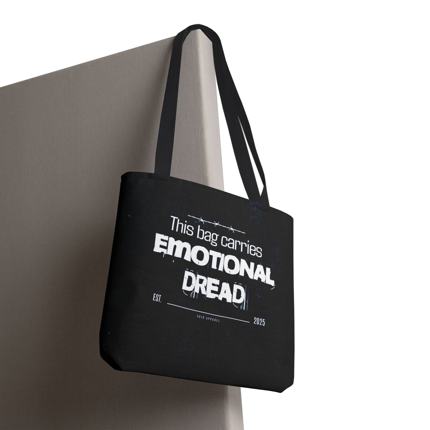 “This Bag Carries Emotional Dread” Black Tote Bag | Grunge Aesthetic Tote for Everyday Use
