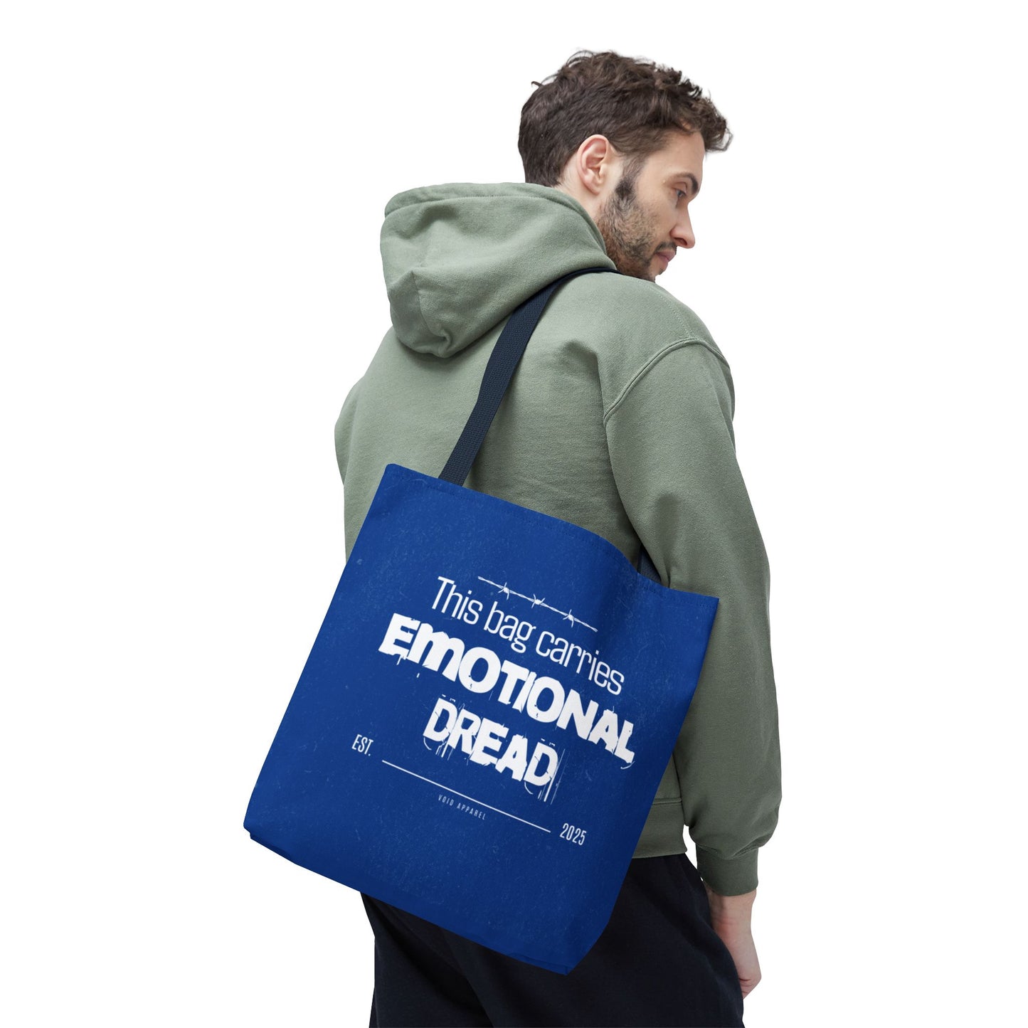 “This Bag Carries Emotional Dread” Blue Tote Bag | Grunge Aesthetic Tote for Everyday Use