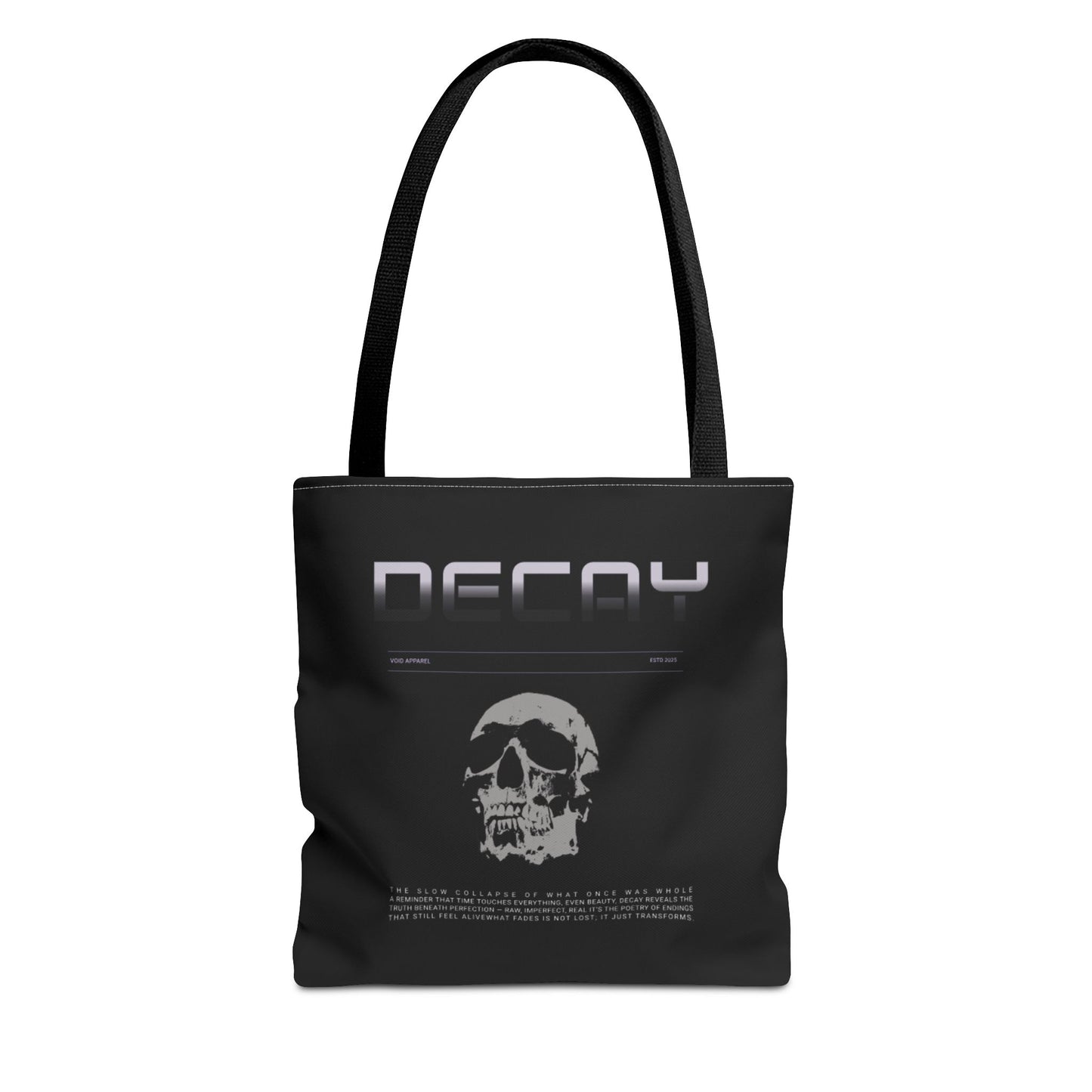 “DECAY” Black Tote Bag | Gothic Grunge Skull Aesthetic Tote by VOID Apparel
