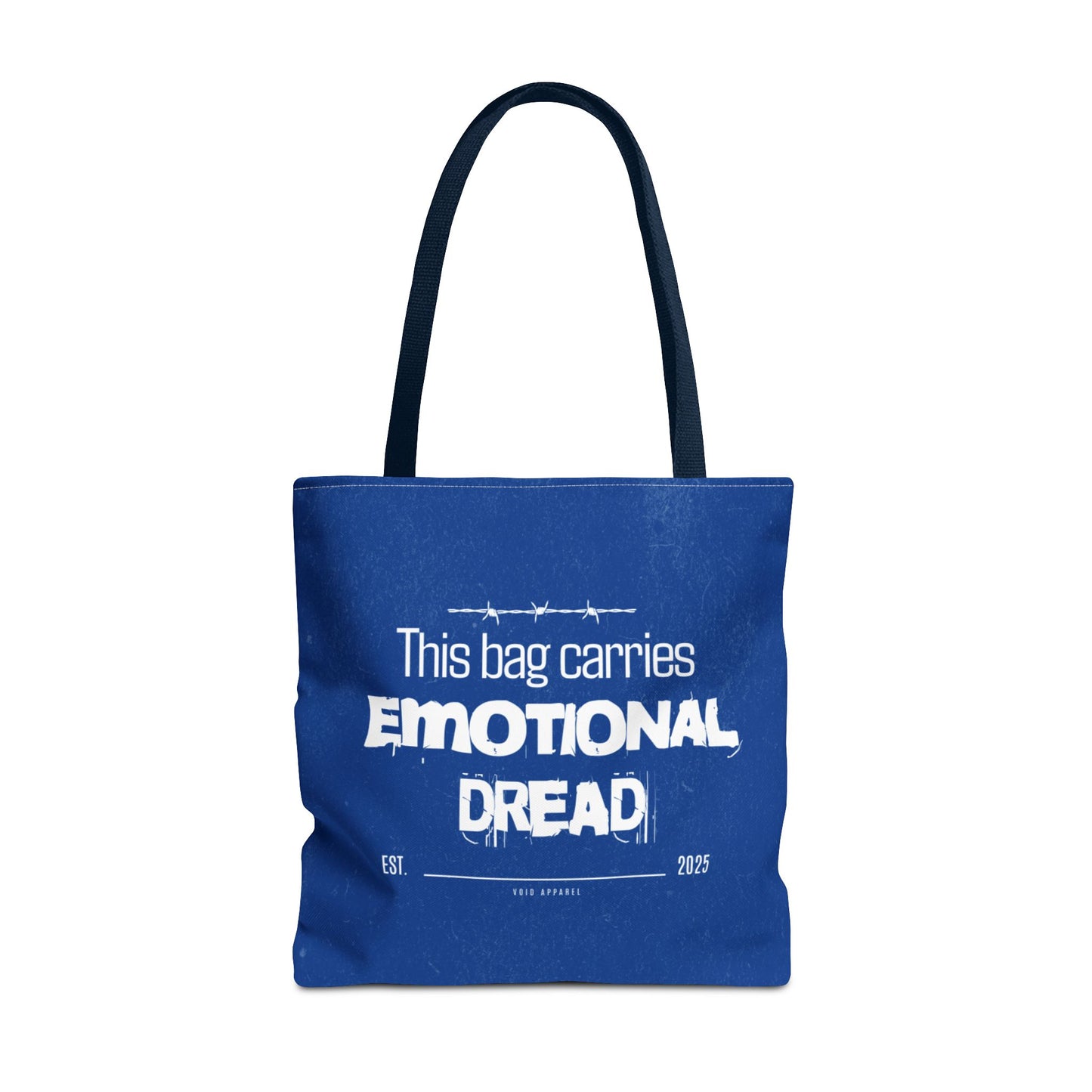 “This Bag Carries Emotional Dread” Blue Tote Bag | Grunge Aesthetic Tote for Everyday Use