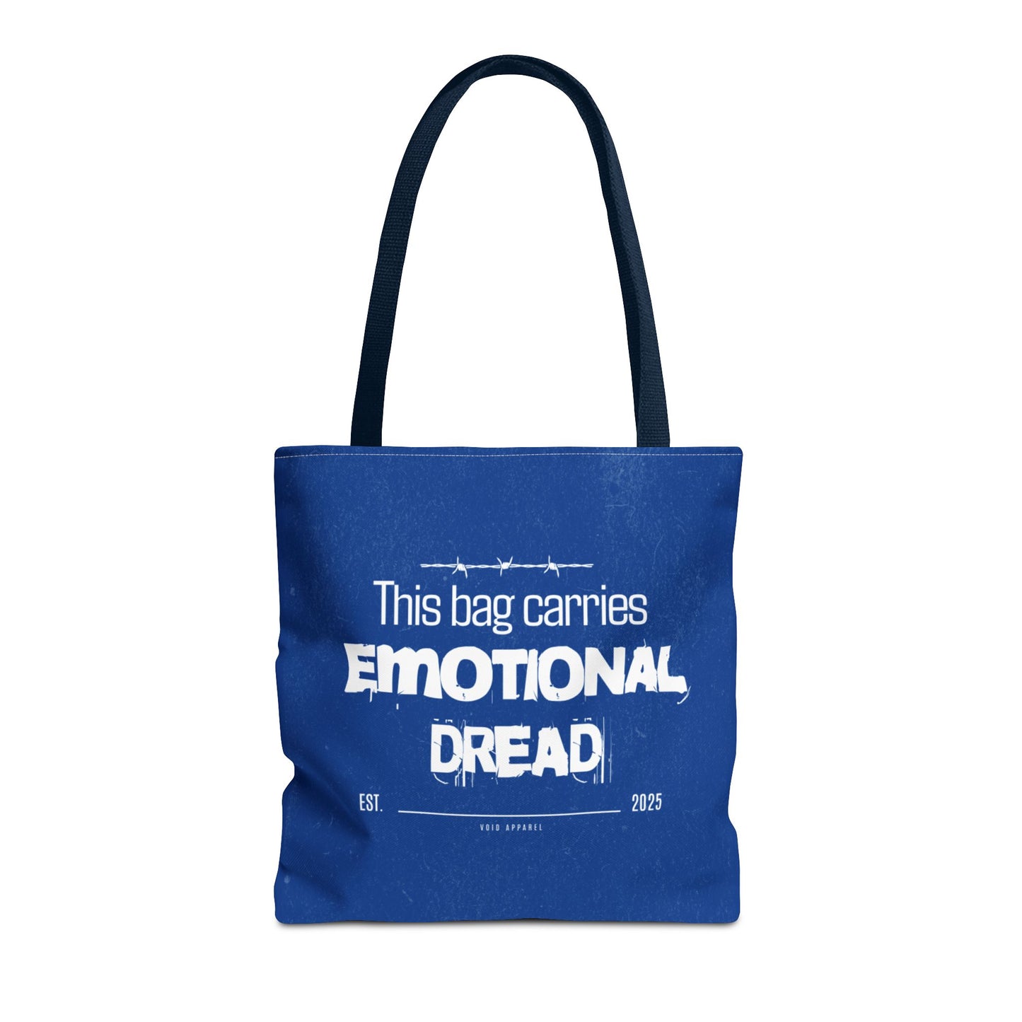 “This Bag Carries Emotional Dread” Blue Tote Bag | Grunge Aesthetic Tote for Everyday Use