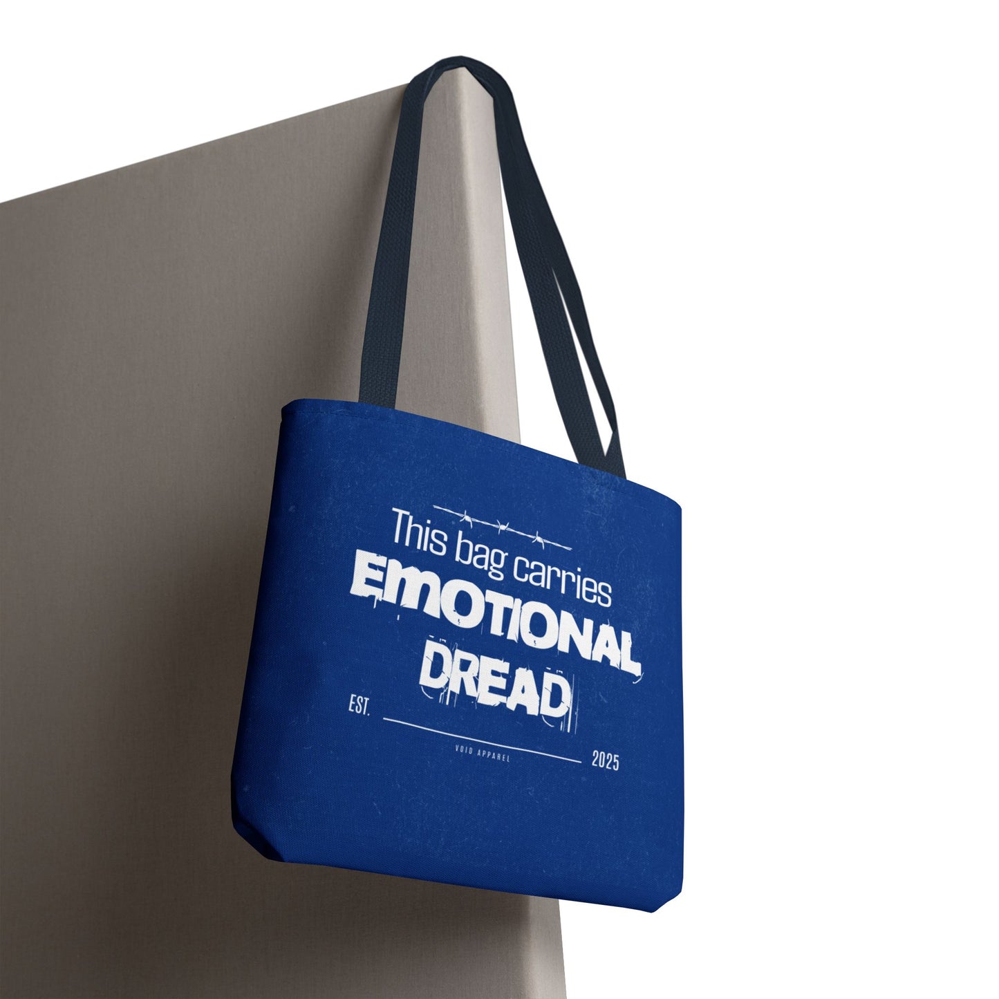 “This Bag Carries Emotional Dread” Blue Tote Bag | Grunge Aesthetic Tote for Everyday Use